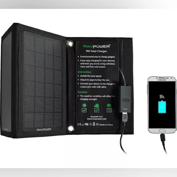 RAVPower 15W Foldable Solar Charger W/Dual USB Port - RP-SC02 - NWT